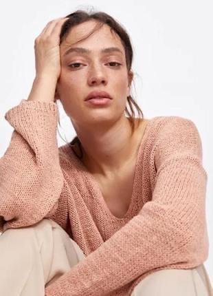 Zara легкий бавовняний oversize светр, джемпер світшот у складі коттон