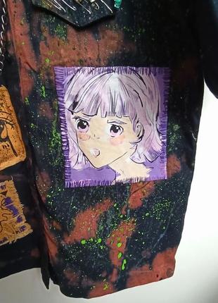 🖤 ручная роспись custom 🖤 asos anime рубашка кастом эксклюзив кастомная единственная в своем роде рубашка аниме ручную роспись5 фото
