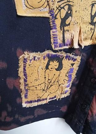 🖤 ручная роспись custom 🖤 asos anime рубашка кастом эксклюзив кастомная единственная в своем роде рубашка аниме ручную роспись8 фото