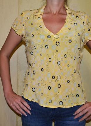 Эксклюзивная желтая футболка, блузка mango 100% шелк
