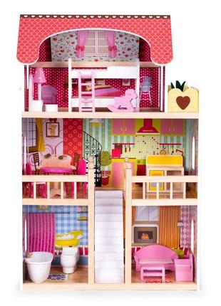 Дерев'яний ляльковий будиночок ecotoys 3 поверхи + меблі6 фото