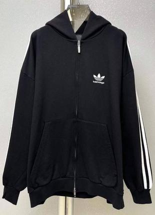 Тостовка в стиле balenciaga &amp; adidas с капюшоном на молнии черное