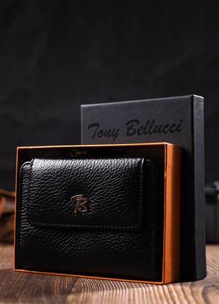 Стильный женский кошелек с вместительной монетницей на молнии из натуральной кожи tony bellucci 22012 черный9 фото