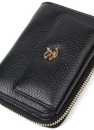 Стильний жіночий гаманець із місткою монетницею на блискавці з натуральної шкіри tony bellucci 22012 чорний