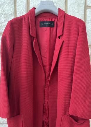 Zara m s xs 34 36 38 пиджак кардиган красный рубчик2 фото