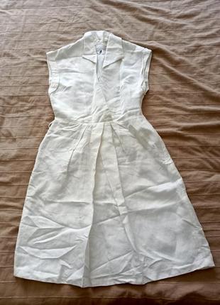 Фантастична дизайнерська льон і віскоза лляна і віскозна білосніжна сукня