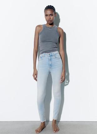 Женские джинсы zara skinny светло-синие с высокой посадкой 34 оригинал зара