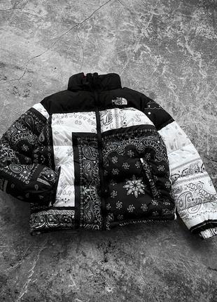 Знижена ціна до зими❄️якісний топовий пуховик унісекс з принтами tnf nike pro fit тнф стильний зимовий водовідштовхуючий пейслі бандана