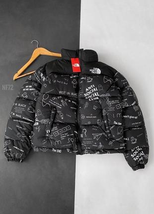 Знижена ціна до зими❄️якісний топовий пуховик унісекс з принтами tnf the nort face тнф стильний зимовий водовідштовхуючий