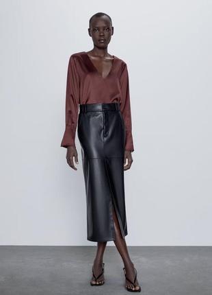Zara блуза 38 m 36 s бордова сатин3 фото