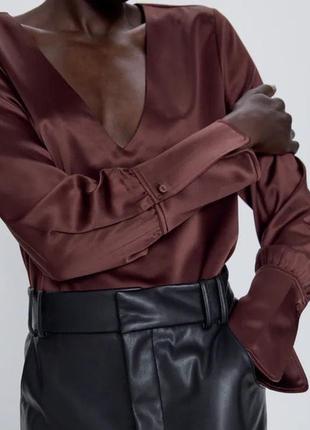 Zara блуза 38 m 36 s бордова сатин2 фото