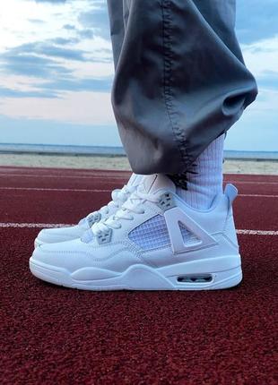 Кроссовки nike air jordan retro 4 full white1 фото