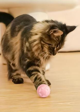 М'ячик кулька для кішок, котів, usb smart іграшка зі світловою індикацією, хаотичним рухом, зірочка, rose10 фото