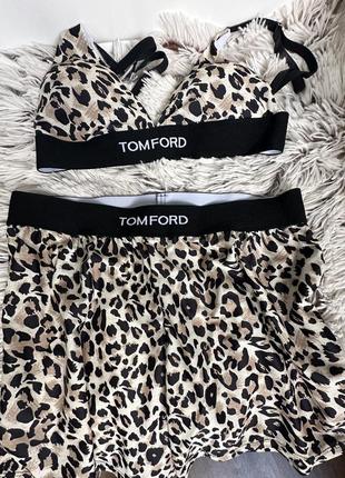 Костюм tom ford леопардовый шорты топ том форд