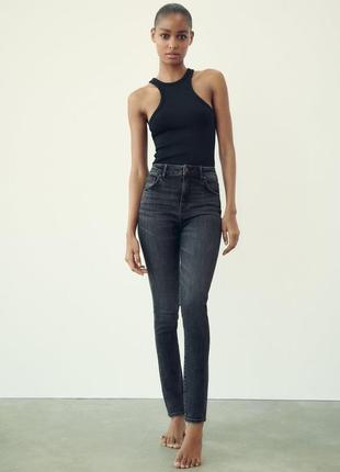 Женские джинсы zara skinny темно-серые со средней посадкой  42 оригинал зара1 фото