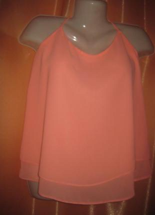 Легка яскрава рожева майка блуза шифонова двойна 16uk new look км1756 великий розмір10 фото