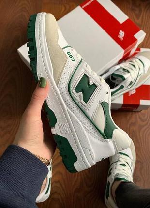 New balance 550 white &amp; green6 фото