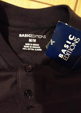 Basic editions футболка, вверху планка с пуговицами