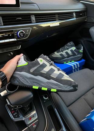 Мужские кроссовки серые с зеленым adidas niteball gray light green m