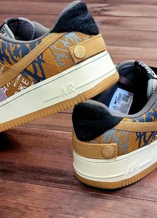 Шкіряні чоловічі кросівки nike air force 1 low travis scott cactus jack оригінал4 фото