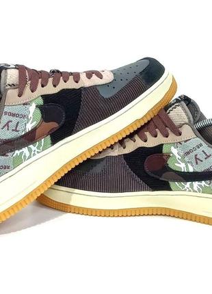 Шкіряні чоловічі кросівки nike air force 1 low travis scott cactus jack оригінал7 фото