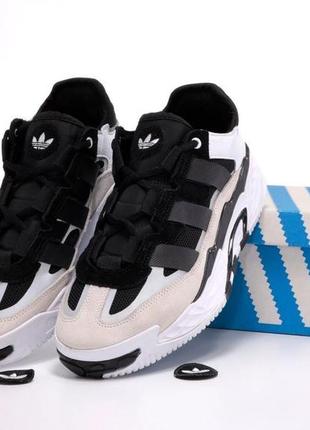 Чоловічі кроссівки аdidas niteball у біло-чорному кольорі, стильні та зручні кроссівки на кожен день