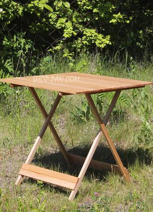 Розкладний дерев'яний столик зі стільцями 4 шт. для пікніка (72х72) комплект садових складаних меблів