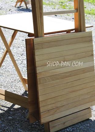 Розкладний дерев'яний столик зі стільцями 4 шт. для пікніка (72х72) комплект садових складаних меблів8 фото