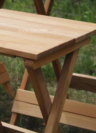 Розкладний дерев'яний столик зі стільцями 4 шт. для пікніка (72х72) комплект садових складаних меблів6 фото