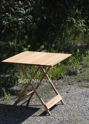 Розкладний дерев'яний столик зі стільцями 4 шт. для пікніка (72х72) комплект садових складаних меблів5 фото