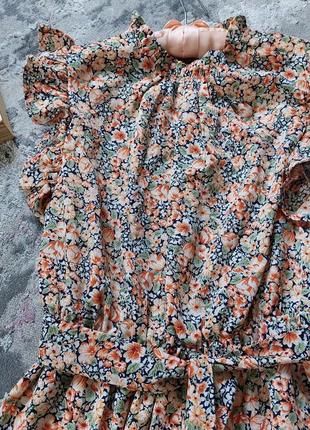 Шикарное платье миди в бежевый цветочный принт shein (36-38 размер)7 фото