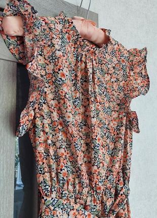 Шикарное платье миди в бежевый цветочный принт shein (36-38 размер)10 фото