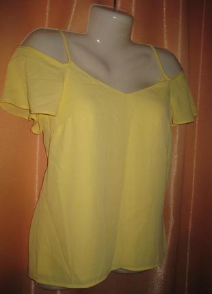 Жовта нарядна майка блуза шифонова легка літня oasis км1753 маленький розмір бретелі регулюються2 фото