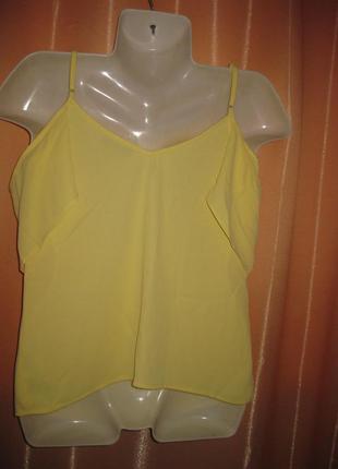 Желтая нарядная майка блуза шифоновая легкая летняя oasis км1753 маленький размер бретели регулируют6 фото
