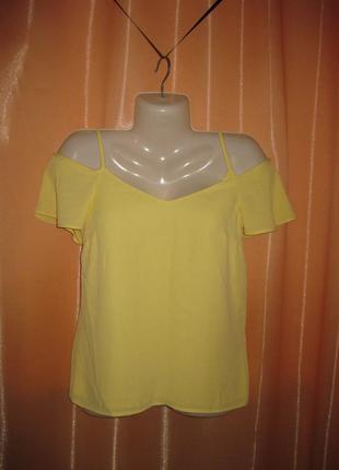 Желтая нарядная майка блуза шифоновая легкая летняя oasis км1753 маленький размер бретели регулируют