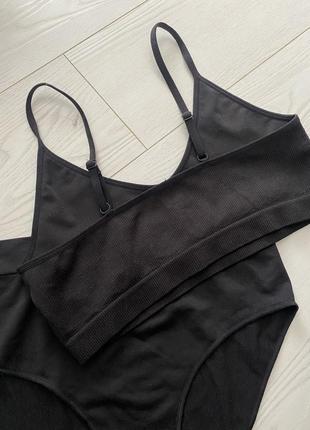 Набір топ + трусики/ чорний комплект / сліпи/ бра з трусами набор2 фото