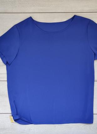 Невагома шифонова блузка від іменитого бренда насиченого синього кольору5 фото