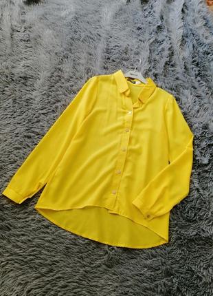 Красивая шикарная рубашка блуза с удлиненной спинкой полупрозрачный креп-шифон размеры 42 44 46 487 фото