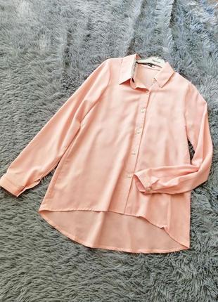 Красивая шикарная рубашка блуза с удлиненной спинкой полупрозрачный креп-шифон размеры 42 44 46 489 фото