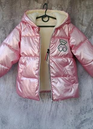 Демисезонная куртка для девочек, детская куртка (по бирке 100,120,140), замеры в описании2 фото