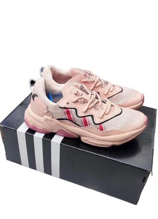 Женские кроссовки adidas ozweego розовые