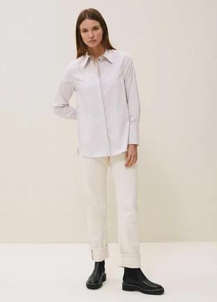 Жіноча бавовняна сорочка в смужку з довгим рукавом