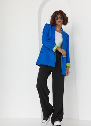 Пиджак с цветной подкладкой, синий1 фото