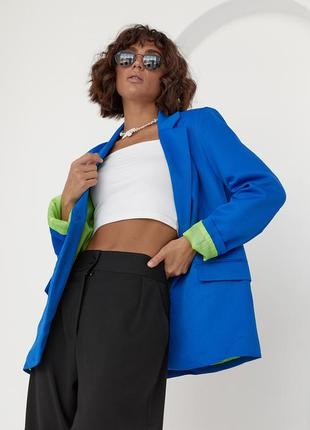 Пиджак с цветной подкладкой, синий3 фото