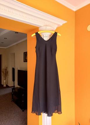 Черное классическое миди платье1 фото