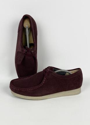 Замшеві туфлі clark’s originals wallabee 16050 оригінал бордові розмір 44.51 фото