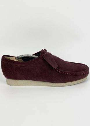 Замшеві туфлі clark’s originals wallabee 16050 оригінал бордові розмір 44.52 фото