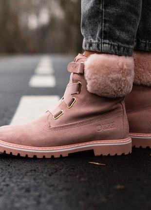 Зимние ботинки ugg boot с меховом опушкой розового цвета/осень/зима/весна😍1 фото