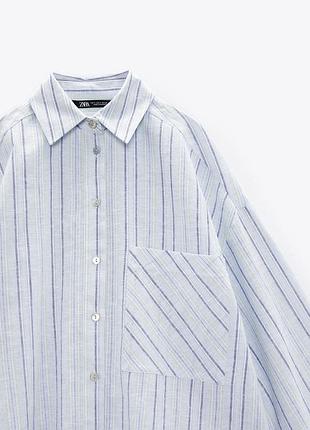Оверсайз лляна сорочка, блуза zara, нова колекція, розмір xs 7