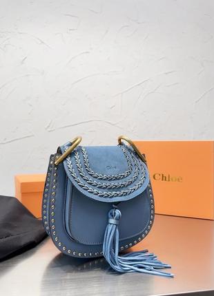 Сумка  в стилі  chloe из натуральной кожи и замши голубая беж серая коричневая черная